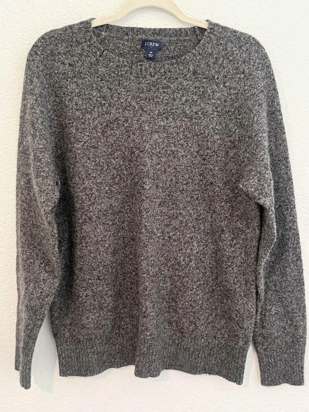 J.Crew Marled Gray Crew Neck Lambswool Blend Sweater Men's Size M Office Casual